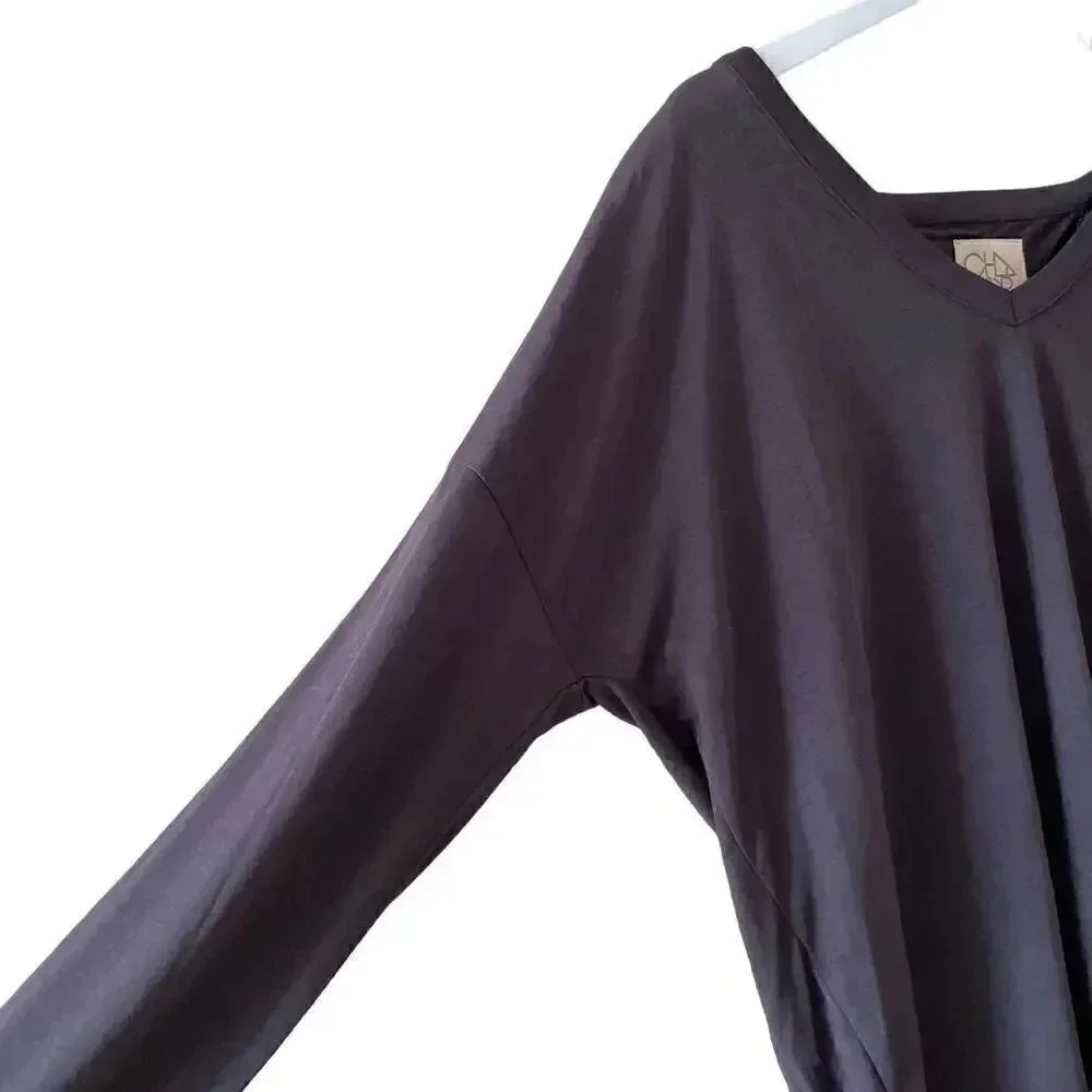 NWT Chaser V NECK TULIP BACK PULLOVER Union Black Long Sleeves Women’s Blouse M